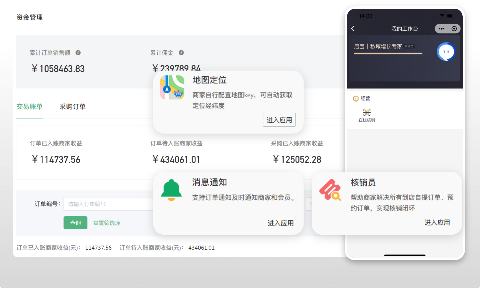 同城团购一键核销提现场景示意图