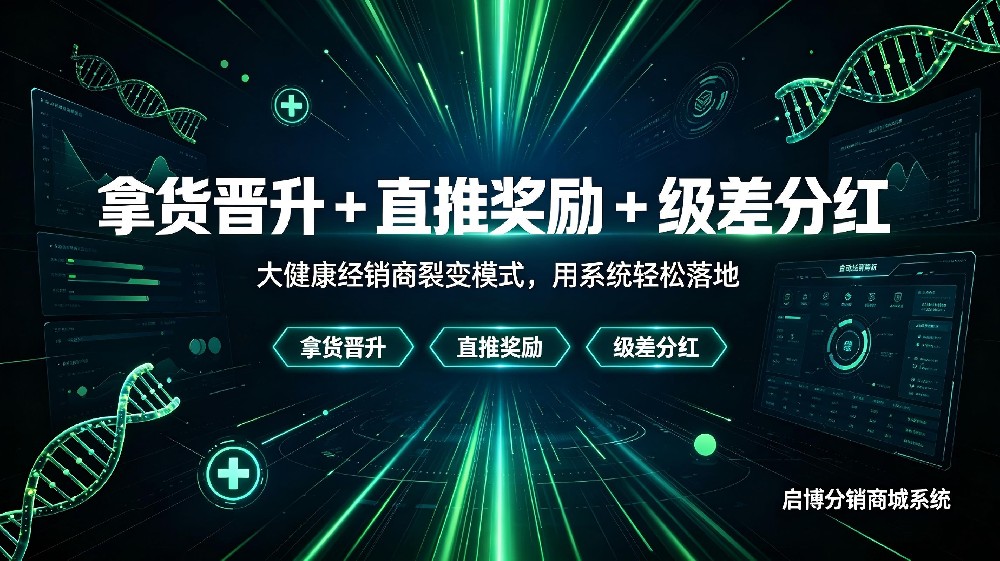拿货晋升 + 直推奖励 + 级差分红｜大健康经销商裂变模式，用系统轻松落地